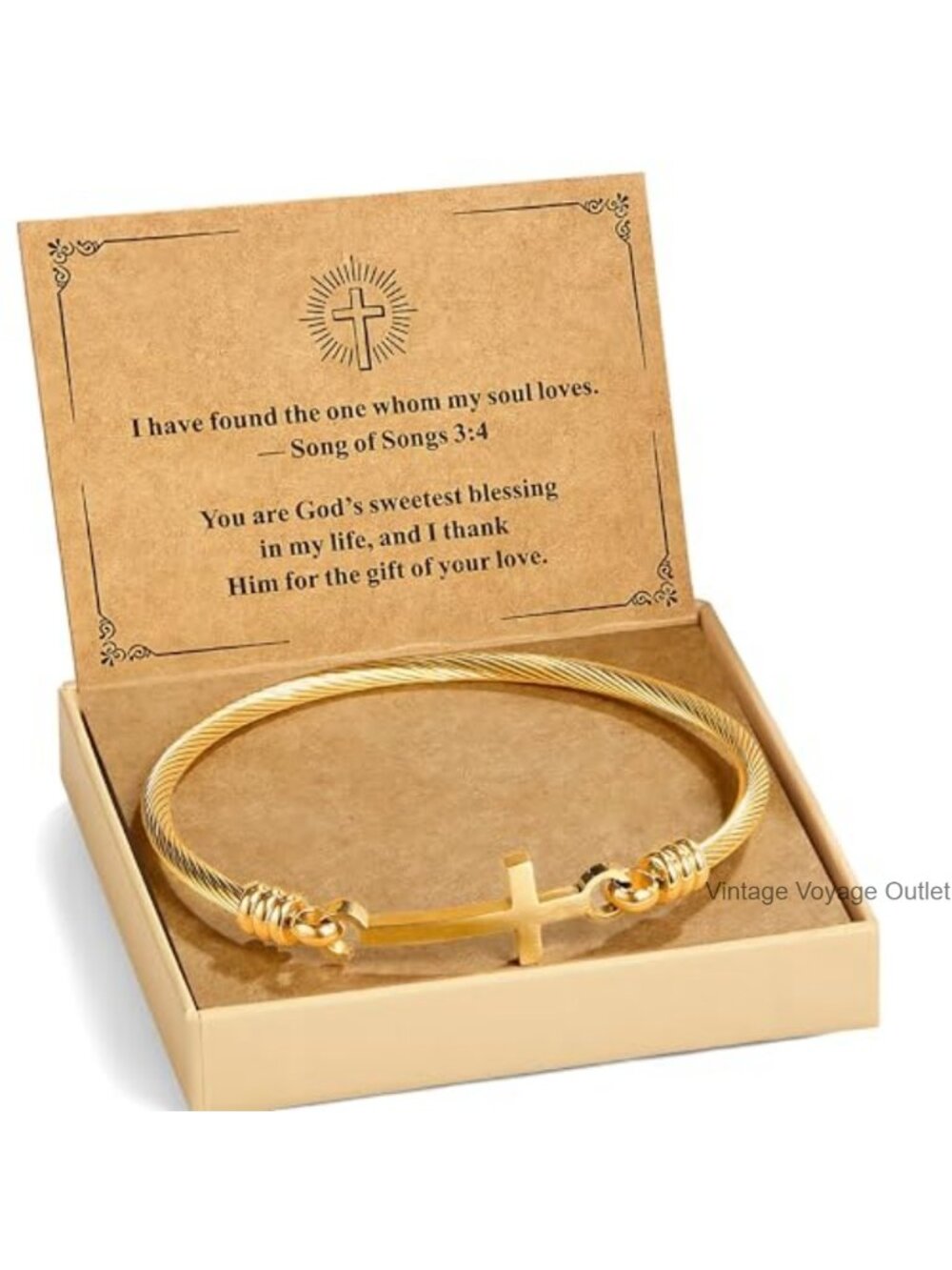 Stainless Steel Cross Bangle Bracelet with Faith Card Inspirational Gift for